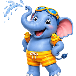 Mysore Water Park Elephant Spraying Water