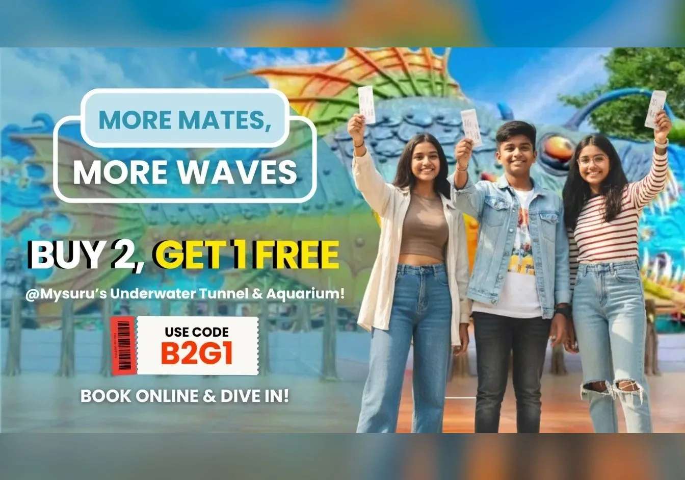 Buy 2 Get 1 Free Aquarium Tickets – Aqua World Mysuru